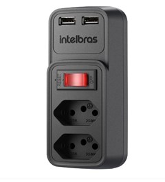 ADAPTADOR ELETRICO PRETO 2 TOMADAS 2 USB - EAC 202