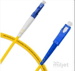 CORDAO OPTICO 2.5M LC/UPC-SC/UPC AM MILJET SM BLI G657-A19/125, OS2 SIMPLEX 3.0MM LSZH AMARELO FIBRA MONOMODO MILJET