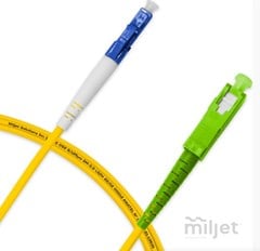 CORDAO OPTICO 2.5M LC/UPC-SC/APC AM MILJET SM BLI G657-A19/125, OS2 SIMPLEX 3.0MM LSZH AMARELO, FIBRA MONOMODO MILJET