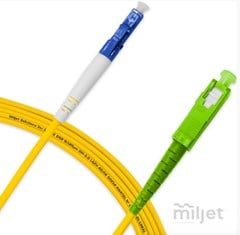 CORDAO OPTICO 5M LC/UPC-SC/APC AM MILJET SM BLI G657-A1 9/125 OS2 SIMPLEX 3.0MM LSZH AMARELO, FIBRA MONOMODO MILJET